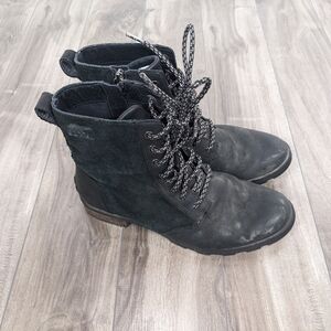 Sorel Women's Boots Leather Suede Emelie Black Booties 8.5